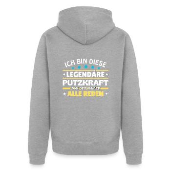 Je suis cette femme de ménage légendaire - Veste à capuche bio Premium Unisexe - gris chiné - Dos - Nico (187cm)