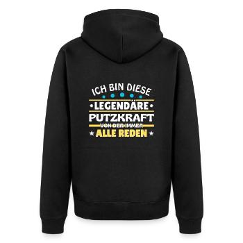 Ich bin dieser legendäre Putzkraft - Unisex Premium Bio Zip Hoodie - Schwarz - Hinten - Nico (187cm)