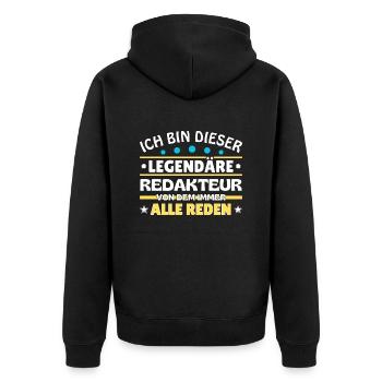 Je suis cette rédactrice légendaire - Veste à capuche bio Premium Unisexe - noir - Dos - Nico (187cm)