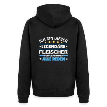 Ich bin dieser legendäre Putzkraft - Unisex Premium Bio Zip Hoodie - Schwarz - Hinten - Nico (187cm)