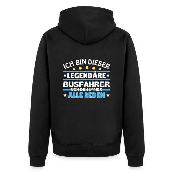 Ich bin dieser legendäre - - Unisex Premium Bio Zip Hoodie - Schwarz - Hinten - Nico (187cm)