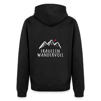 Fräulein Wandervoll Wander Woman Hobby Berge - Unisex Premium Bio Zip Hoodie - Schwarz - Hinten - Nico (187cm)