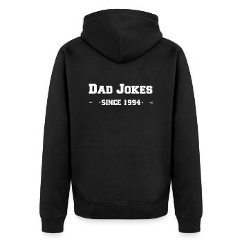 Dad Jokes since 1994 - Unisex Premium Bio Zip Hoodie - Schwarz - Hinten - Nico (187cm)