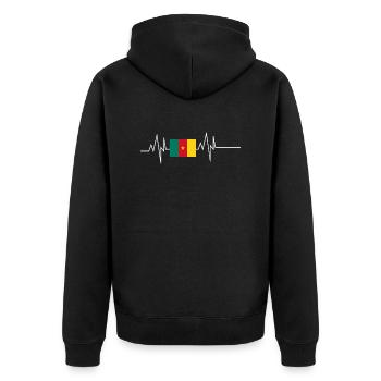 Battement de cœur du drapeau du Cameroun - Veste à capuche bio Premium Unisexe - noir - Dos - Nico (187cm)