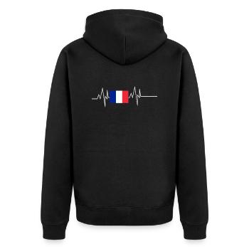 Drapeau de la France Heartbeat - Veste à capuche bio Premium Unisexe - noir - Dos - Nico (187cm)