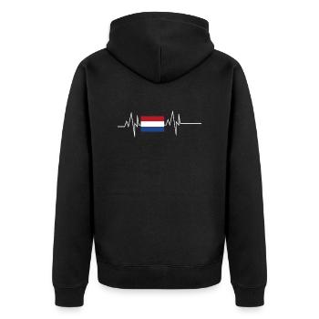 Drapeau des Pays-Bas Heartbeat - Veste à capuche bio Premium Unisexe - noir - Dos - Nico (187cm)