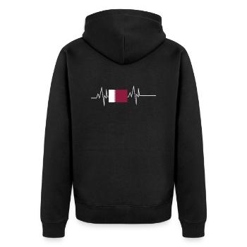 Drapeau du Qatar Heartbeat - Veste à capuche bio Premium Unisexe - noir - Dos - Nico (187cm)