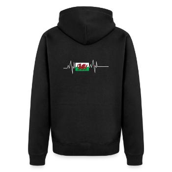 Battement de cœur du drapeau du Pays de Galles - Veste à capuche bio Premium Unisexe - noir - Dos - Nico (187cm)