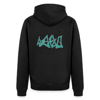 Seko Graffiti - Unisex Premium Bio Zip Hoodie - Schwarz - Hinten - Nico (187cm)