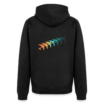 Retro-Flugzeuge - Unisex Premium Bio Zip Hoodie - Schwarz - Hinten - Nico (187cm)