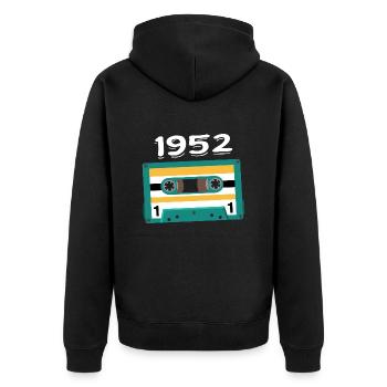 Cassette 1952 Vintage Anniversary 1952 - Unisex Premium Organic Zip Hoodie - black - Back - Nico (187cm)