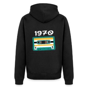 Cassette 1970 Vintage Anniversary 1970 - Unisex Premium Organic Zip Hoodie - black - Back - Nico (187cm)