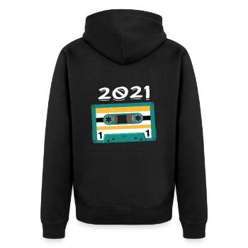 Cassette 2021 Vintage Anniversaire 2021 - Veste à capuche bio Premium Unisexe - noir - Dos - Nico (187cm)
