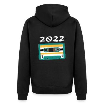Cassette 2022 Vintage Anniversaire 2022 - Veste à capuche bio Premium Unisexe - noir - Dos - Nico (187cm)