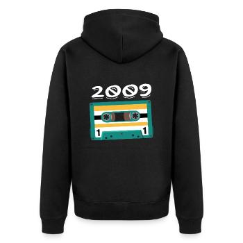 Cassette 2009 Vintage Anniversary 2009 - Unisex Premium Organic Zip Hoodie - black - Back - Nico (187cm)