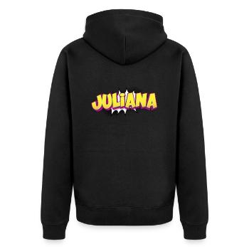 Juliana benutzerdefinierter Name Comic-Stil Pop-Art, - Unisex Premium Bio Zip Hoodie - Schwarz - Hinten - Nico (187cm)