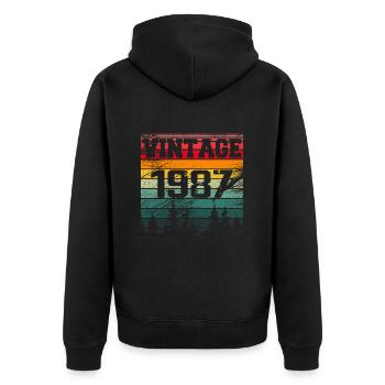 1987 Cadeau D'anniversaire Vintage 1987 Rétro - Veste à capuche bio Premium Unisexe - noir - Dos - Nico (187cm)