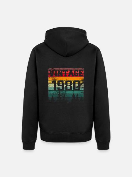 1980 Cadeau D'anniversaire Vintage 1980 Rétro - Premium økologisk unisex-hættejakke - sort
