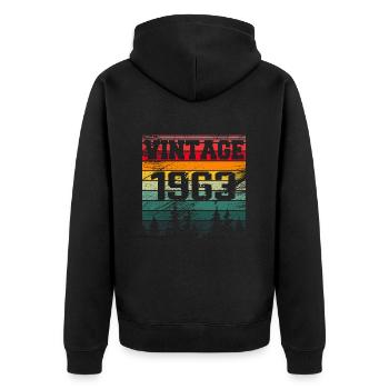 1963 Vintage Birthday Gift 1963 Retro - Unisex Premium Organic Zip Hoodie - black - Back - Nico (187cm)