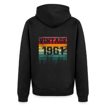 1961 Vintage 1961 Retro Birthday Gift - Unisex Premium Organic Zip Hoodie - black - Back - Nico (187cm)