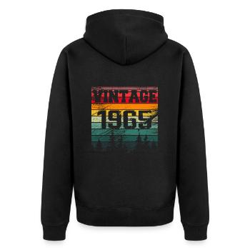 1965 Vintage Birthday Gift 1965 Retro - Unisex Premium Organic Zip Hoodie - black - Back - Nico (187cm)