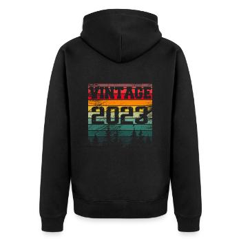 2023 Vintage Geburtstagsgeschenk 2023 Retro - Unisex Premium Bio Zip Hoodie - Schwarz - Hinten - Nico (187cm)
