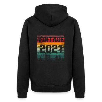 2021 Vintage Geburtstagsgeschenk 2021 Retro - Unisex Premium Bio Zip Hoodie - Schwarz - Hinten - Nico (187cm)