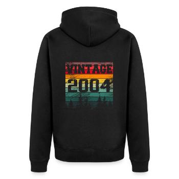 2004 Vintage Geburtstagsgeschenk 2004 Retro - Unisex Premium Bio Zip Hoodie - Schwarz - Hinten - Nico (187cm)