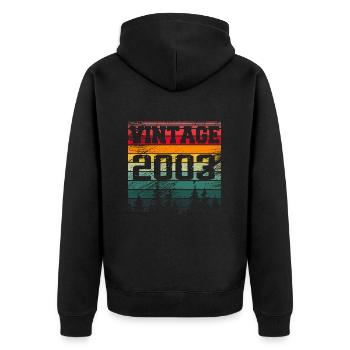 2003 Vintage Geburtstagsgeschenk 2003 Retro - Unisex Premium Bio Zip Hoodie - Schwarz - Hinten - Nico (187cm)