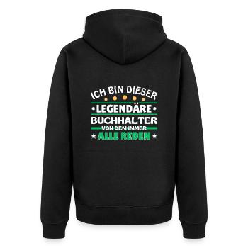 Ich bin dieser legendäre Buchhalter - Unisex Premium Bio Zip Hoodie - Schwarz - Hinten - Nico (187cm)