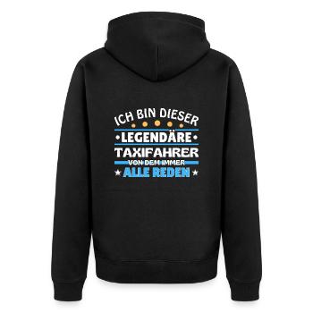 Ich bin dieser legendäre Taxifahrer - Unisex Premium Bio Zip Hoodie - Schwarz - Hinten - Nico (187cm)