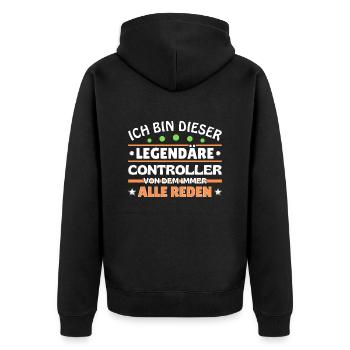 Ich bin dieser legendäre Controller - Unisex Premium Bio Zip Hoodie - Schwarz - Hinten - Nico (187cm)