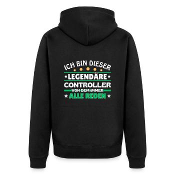 Ich bin dieser legendäre Controller - Unisex Premium Bio Zip Hoodie - Schwarz - Hinten - Nico (187cm)