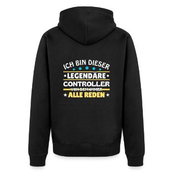 Ich bin dieser legendäre Controller - Unisex Premium Bio Zip Hoodie - Schwarz - Hinten - Nico (187cm)