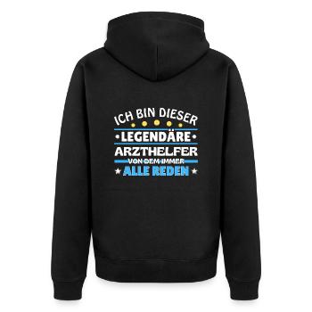 Ich bin dieser legendäre - - Unisex Premium Bio Zip Hoodie - Schwarz - Hinten - Nico (187cm)