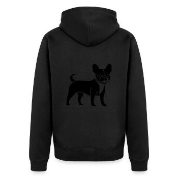 Boston Terrier Dog Pet Silhouette - Unisex Premium Organic Zip Hoodie - black - Back - Nico (187cm)