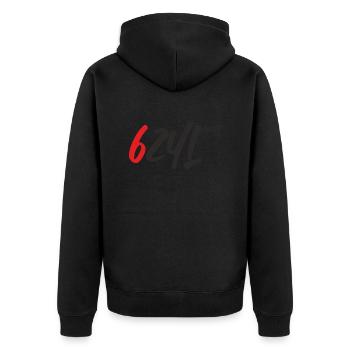 6ZYL Force - Unisex Premium Bio Zip Hoodie - Schwarz - Hinten - Nico (187cm)