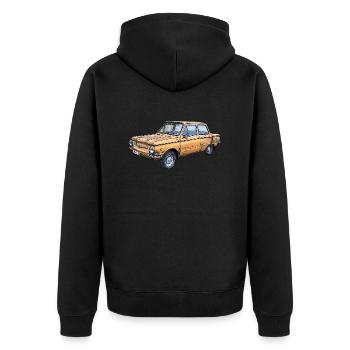 Saporoshez 968 - Unisex Premium Bio Zip Hoodie - Schwarz - Hinten - Nico (187cm)