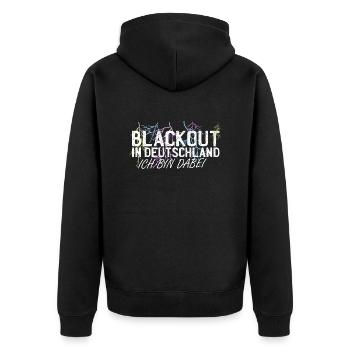 blackout Deutschland Stromausfall Energiekrise - Unisex Premium Bio Zip Hoodie - Schwarz - Hinten - Nico (187cm)