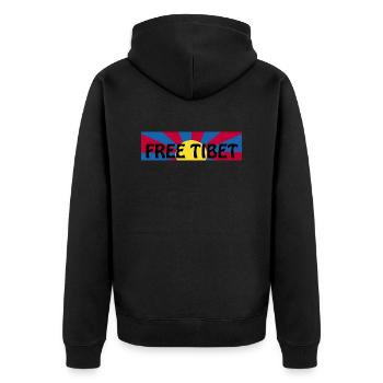 free tibet - Unisex Premium Bio Zip Hoodie - Schwarz - Hinten - Nico (187cm)