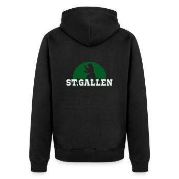 St Gallen - Unisex Premium Bio Zip Hoodie - Schwarz - Hinten - Nico (187cm)