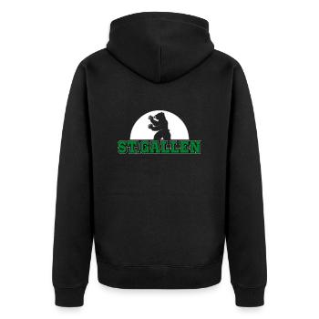 St Gallen - Unisex Premium Bio Zip Hoodie - Schwarz - Hinten - Nico (187cm)