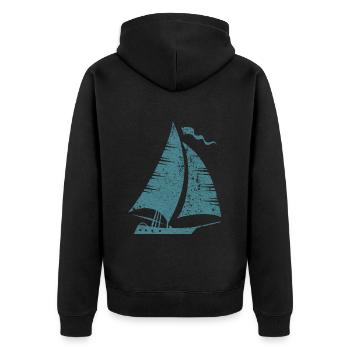 Segelboot Segeln Segler - Unisex Premium Bio Zip Hoodie - Schwarz - Hinten - Nico (187cm)