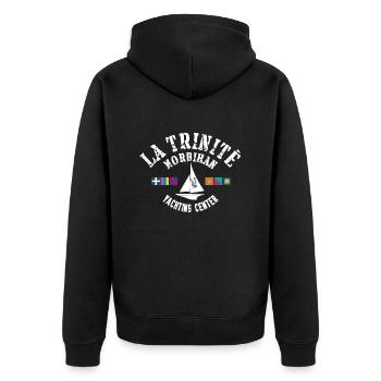 La Trinité sur mer Yachtzentrum - Unisex Premium Bio Zip Hoodie - Schwarz - Hinten - Nico (187cm)