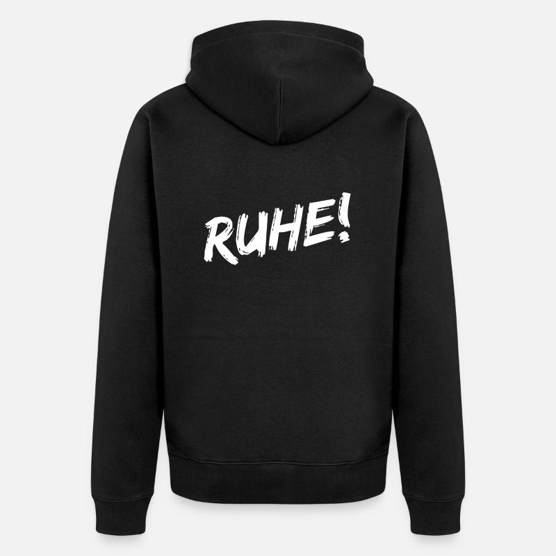 « Silence! » - Écriture au pinceau blanc - Veste à capuche bio Premium Unisexe - noir