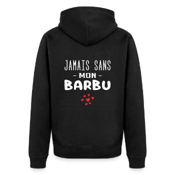 jamais sans mon barbu - Veste à capuche bio Premium Unisexe - noir - Dos - Nico (187cm)