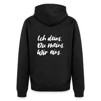 Ich & Du - Unisex Premium Bio Zip Hoodie - Schwarz - Hinten - Nico (187cm)