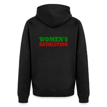 Womens revolution - Unisex Premium Bio Zip Hoodie - Schwarz - Hinten - Nico (187cm)