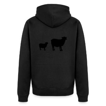 sheep - Unisex Premium Organic Zip Hoodie - black - Back - Nico (187cm)