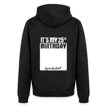 C’est mon anniversaire - 25 ans - signe - Veste à capuche bio Premium Unisexe - noir - Dos - Nico (187cm)